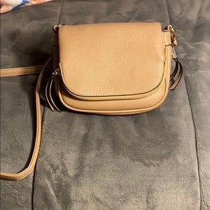 Tan purse, long strap, adjustable